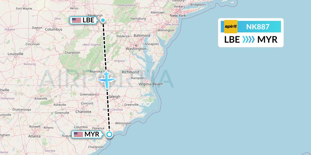 NK887 Flight Status Spirit Airlines Latrobe to Myrtle Beach (NKS887)