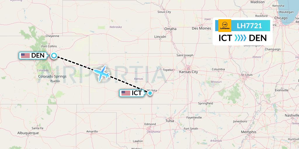 LH7721 Lufthansa Flight Map: Wichita to Denver