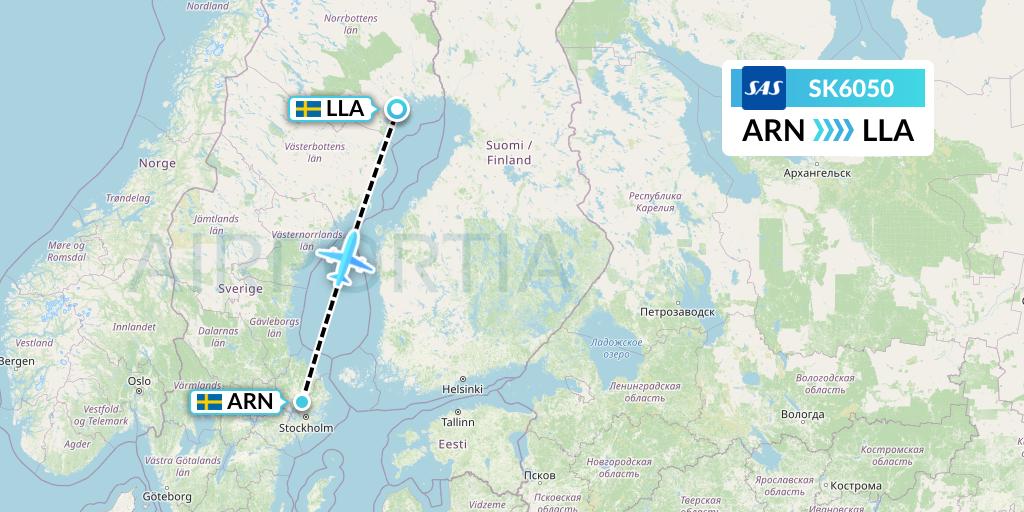 SK6050 SAS Flight Map: Stockholm to Lulea