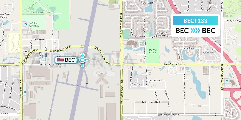 BECT133 Berkut Air Flight Map: Wichita to Wichita