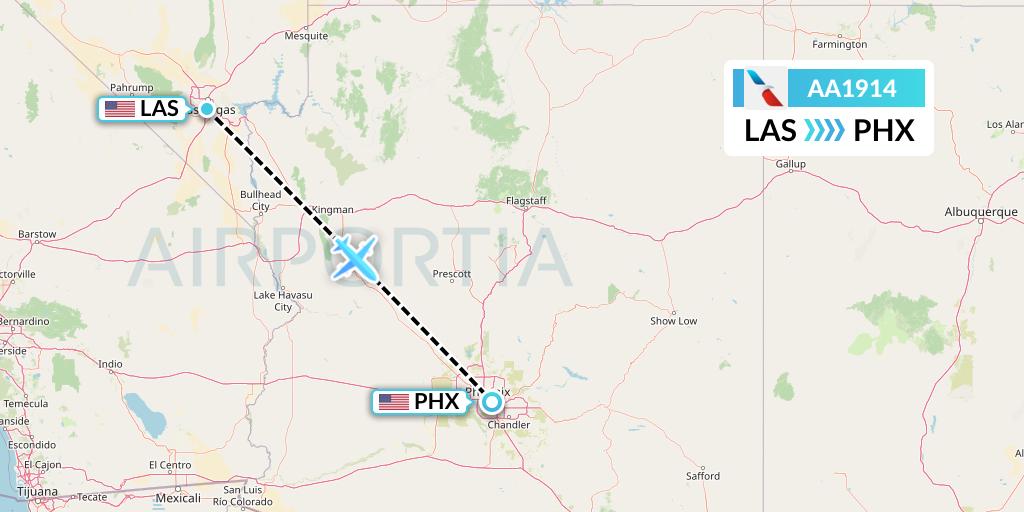 AA1914 American Airlines Flight Map: Las Vegas to Phoenix