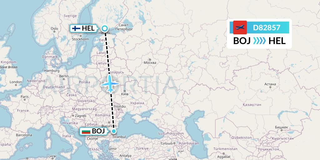 D82857 Norwegian Air International Flight Map: Burgas to Helsinki
