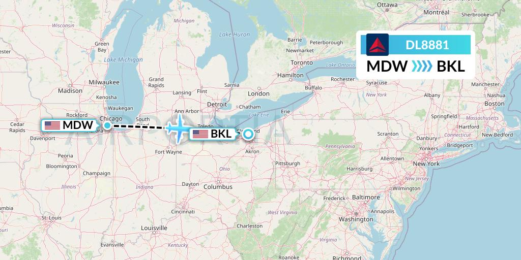 DL8881 Flight Status Delta Air Lines Chicago to Cleveland (DAL8881)