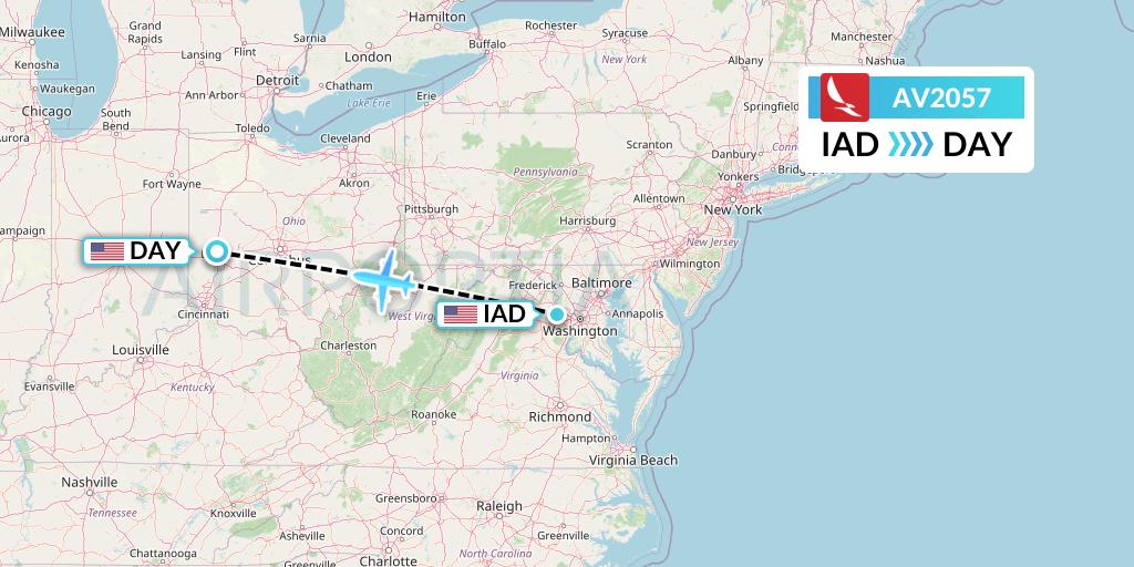 AV2057 Avianca Flight Map: Washington to Dayton