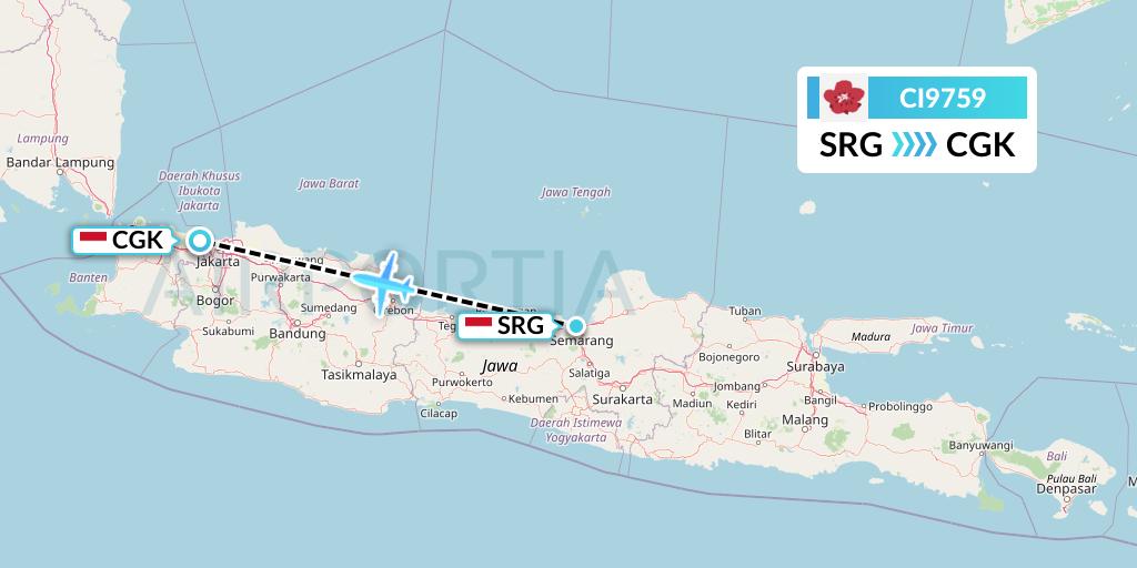 CI9759 China Airlines Flight Map: Semarang to Jakarta