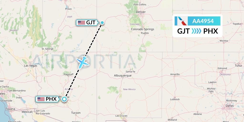 AA4954 American Airlines Flight Map: Grand Junction to Phoenix