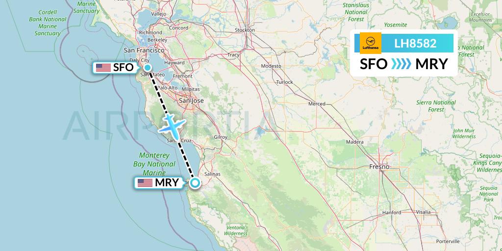 LH8582 Lufthansa Flight Map: San Francisco to Monterey