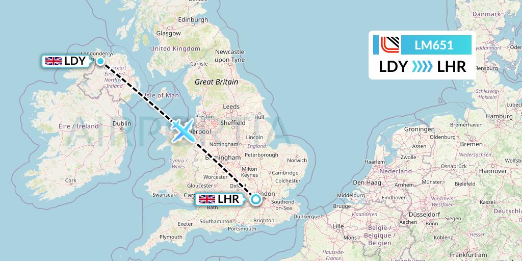 LM651 Loganair Flight Map: Londonderry to London
