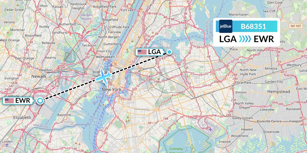 B68351 JetBlue Airways Flight Map: New York to New York