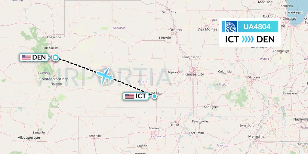 UA4804 United Airlines Flight Map: Wichita to Denver