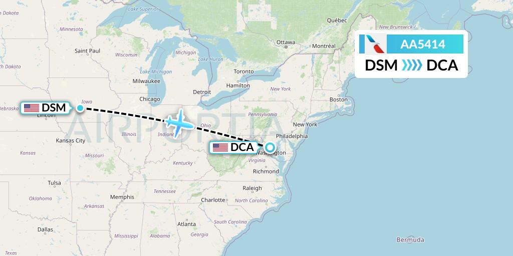 AA5414 Flight Status American Airlines Des Moines to Washington (AAL5414)