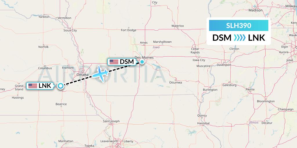 SLH390 Flight Status Silverhawk Aviation Des Moines to Lincoln