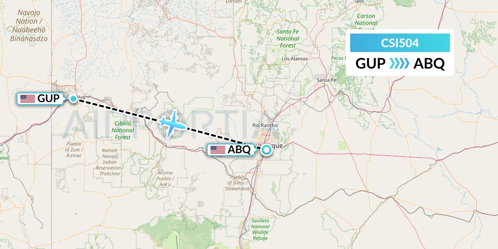 CSI504 Csi Aviation Flight Map: Gallup to Albuquerque
