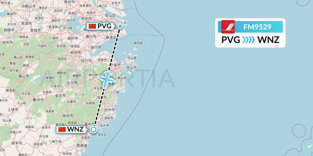 FM9529 Shanghai Airlines Flight Map: Shanghai to Wenzhou