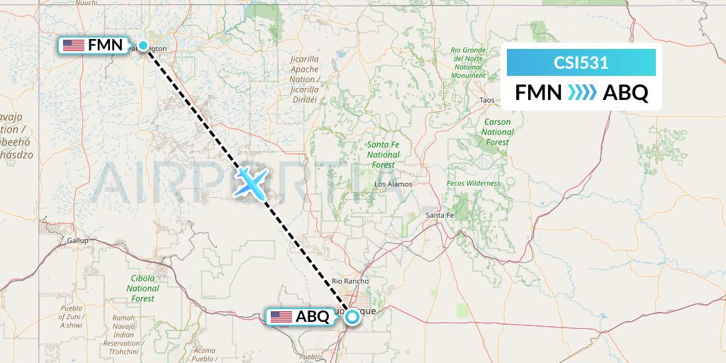 CSI531 Csi Aviation Flight Map: Farmington to Albuquerque