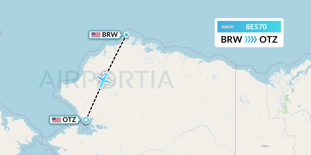 8E570 Bering Air Flight Map: Barrow to Kotzebue