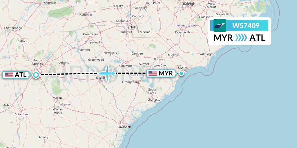 WS7409 Flight Status WestJet Myrtle Beach to Atlanta (WJA7409)