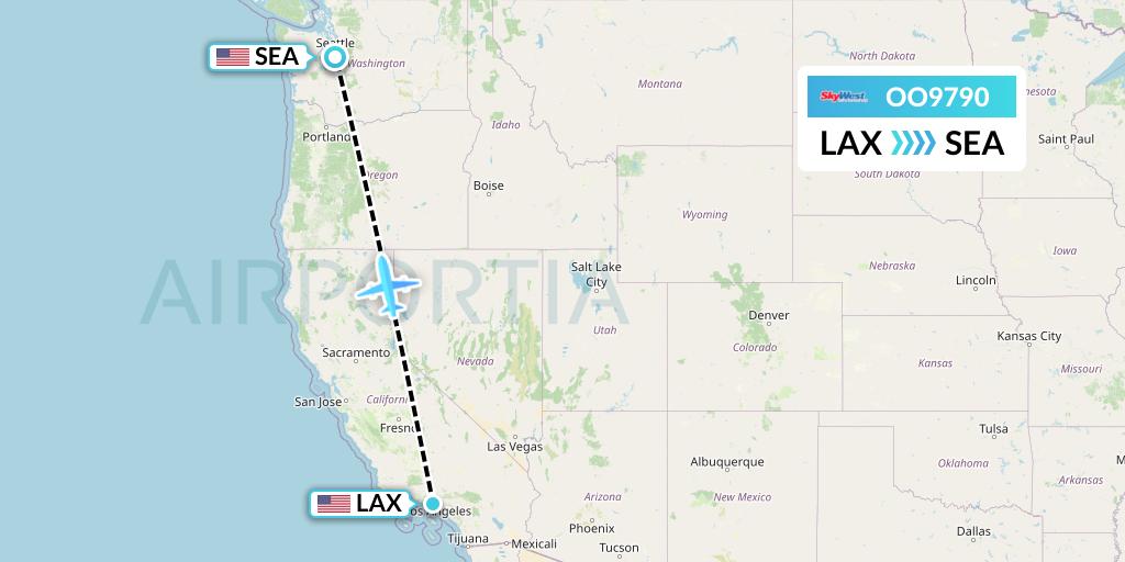 OO9790 SkyWest Airlines Flight Map: Los Angeles to Seattle