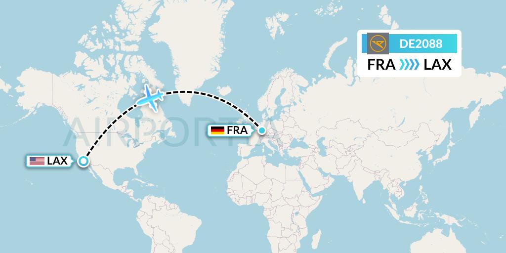 DE2088 Condor Flight Map: Frankfurt to Los Angeles