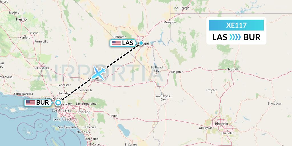 XE117 Jsx Flight Map: Las Vegas to Burbank