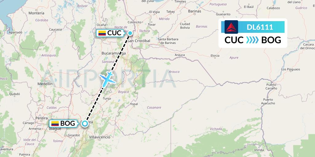 DL6111 Delta Air Lines Flight Map: Cucuta to Bogota