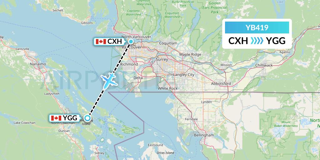 YB419 Harbour Air Seaplanes Flight Map: Vancouver to Ganges Harbor