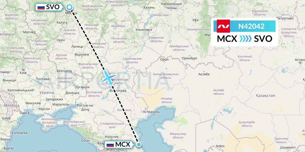 N42042 Nordwind Airlines Flight Map: Makhachkala to Moscow