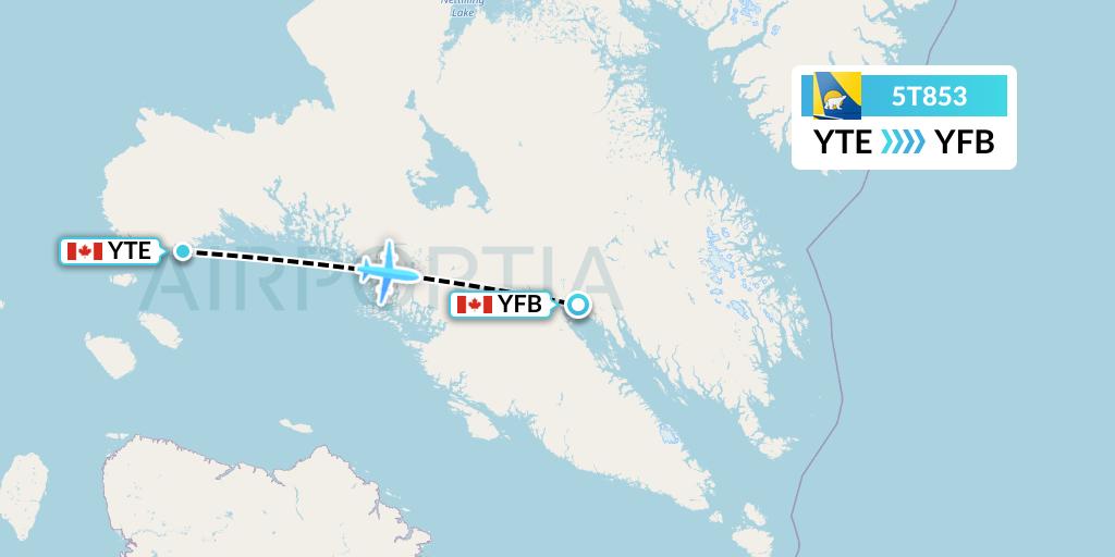 5T853 Canadian North Flight Map: Cape Dorset to Iqaluit