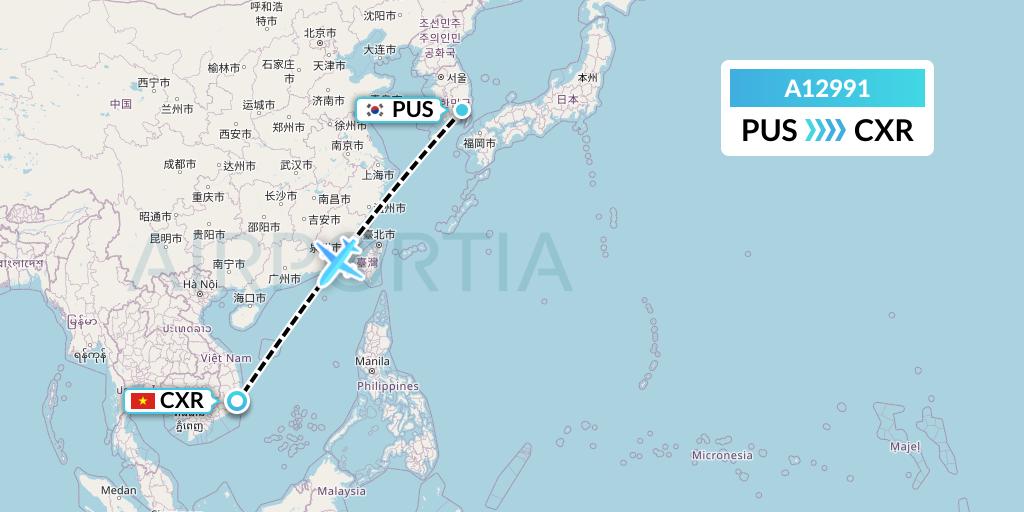 A12991 A.p.g. Distribution Systems Flight Map: Busan to Nha Trang