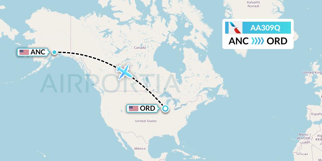 AA309Q Flight Status American Airlines Anchorage to Chicago (AAL309Q)
