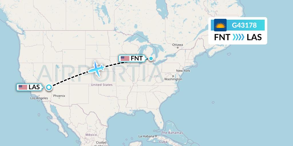 G43178 Allegiant Air Flight Map: Flint to Las Vegas