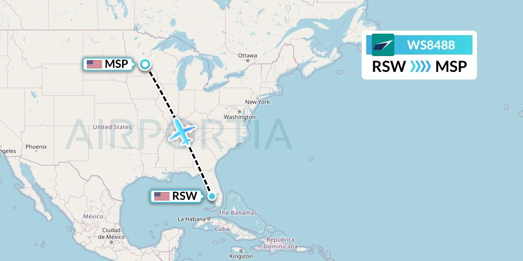 WS8488 Flight Status WestJet Fort Myers to Minneapolis (WJA8488)