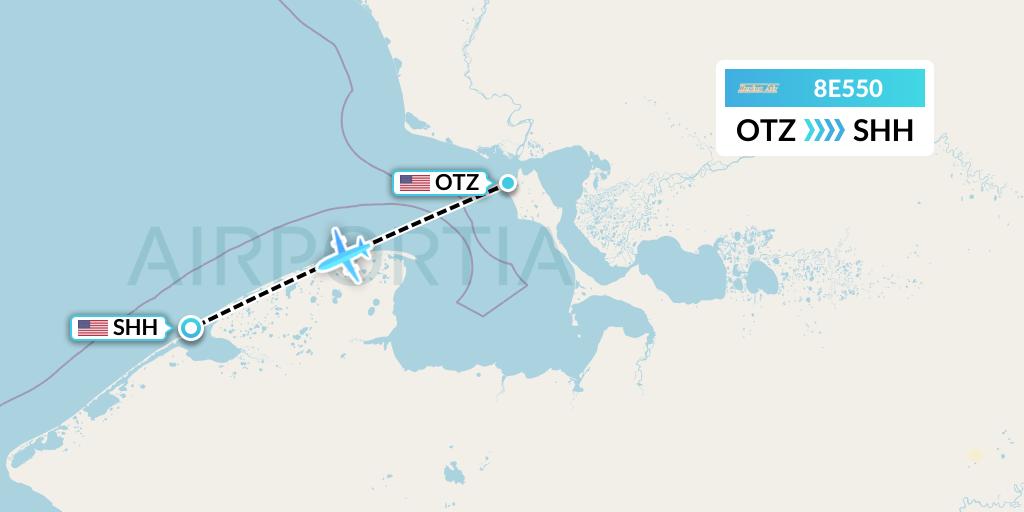 8E550 Bering Air Flight Map: Kotzebue to Shishmaref