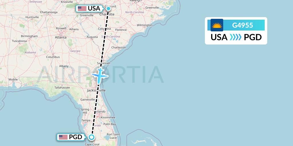G4955 Allegiant Air Flight Map: Concord to Punta Gorda