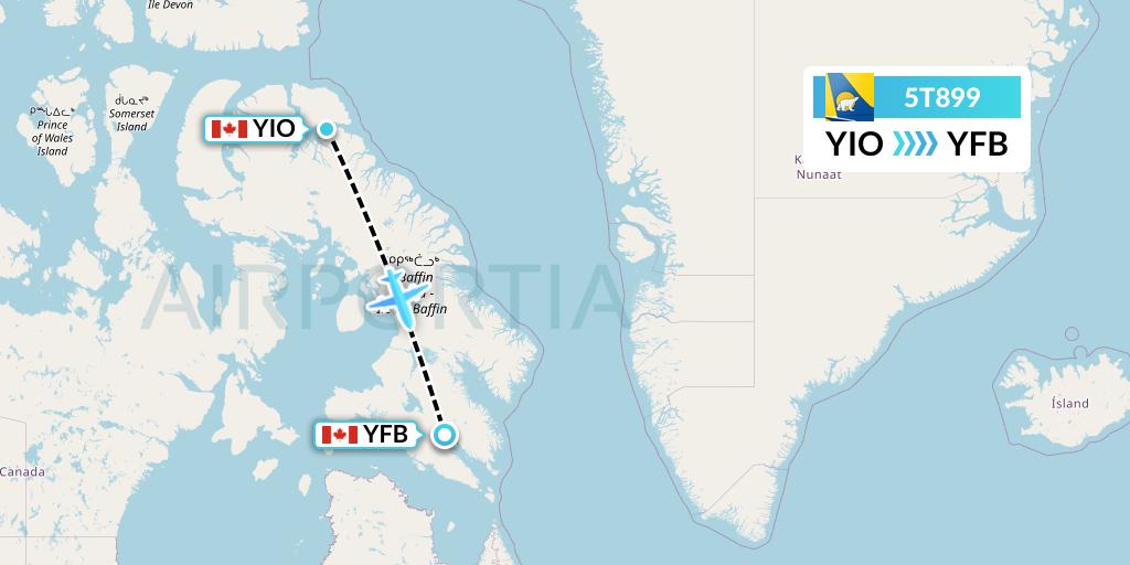 5T899 Canadian North Flight Map: Pond Inlet to Iqaluit