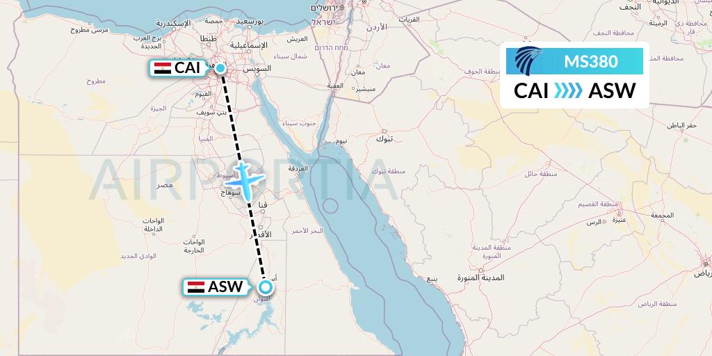 MS380 EgyptAir Flight Map: Cairo to Aswan