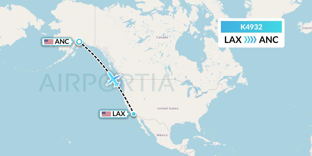 K4932 Kalitta Air Flight Map: Los Angeles to Anchorage