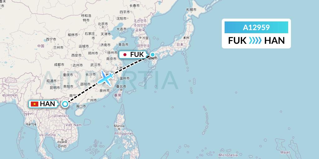 A12959 A.p.g. Distribution Systems Flight Map: Fukuoka to Hanoi