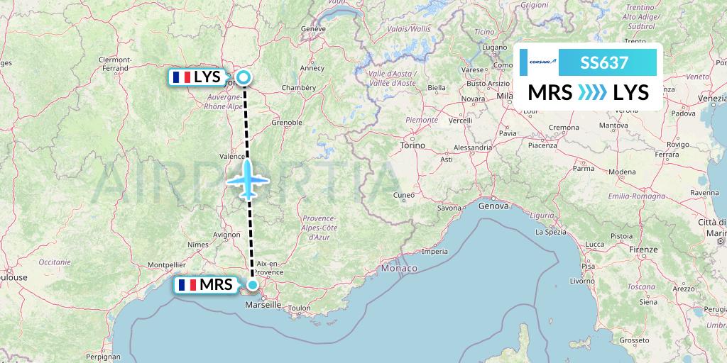 SS637 Corsair Flight Map: Marseille to Lyon