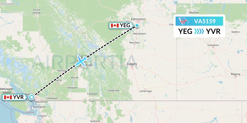 VA5159 Virgin Australia Flight Map: Edmonton to Vancouver