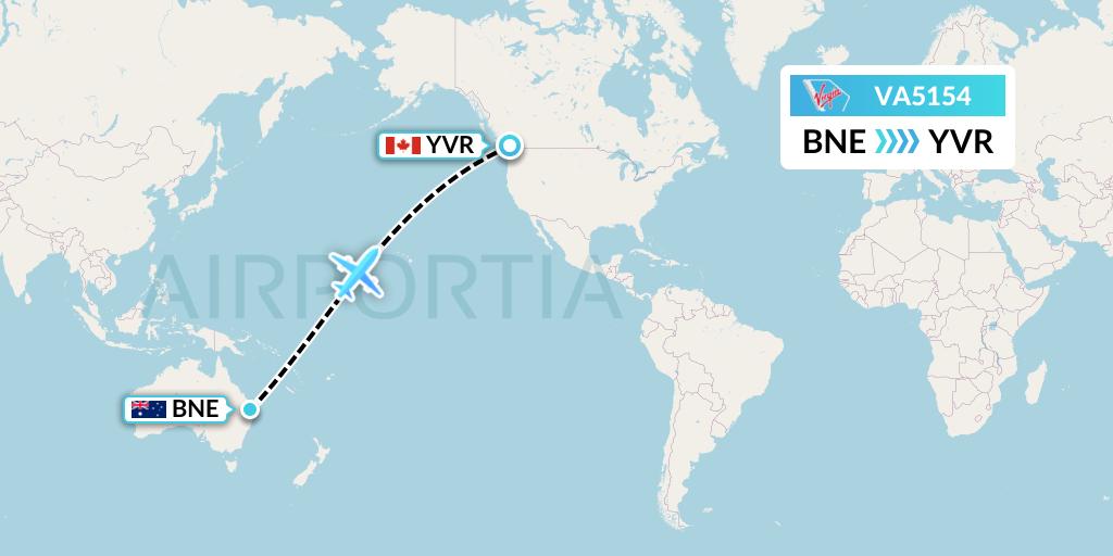 VA5154 Virgin Australia Flight Map: Brisbane to Vancouver