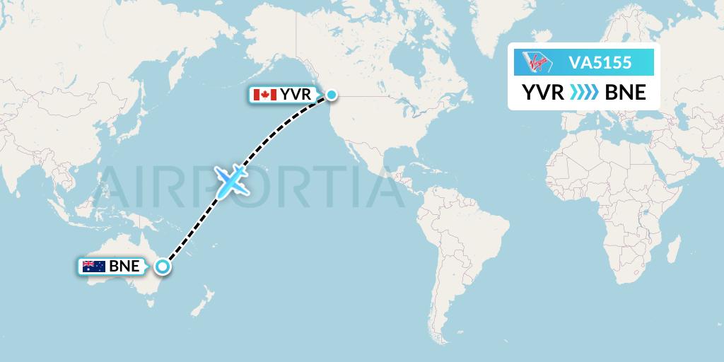 VA5155 Virgin Australia Flight Map: Vancouver to Brisbane