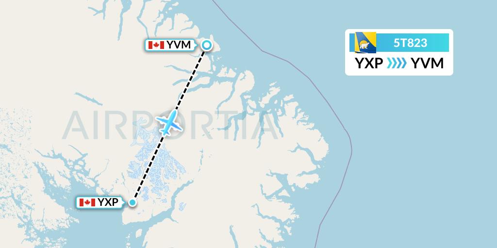 5T823 Canadian North Flight Map: Pangnirtung to Qikiqtarjuaq