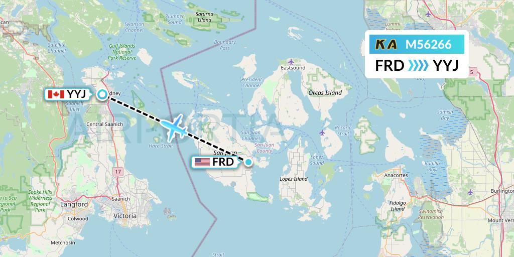 M56266 Kenmore Air Flight Map: Friday Harbor to Victoria