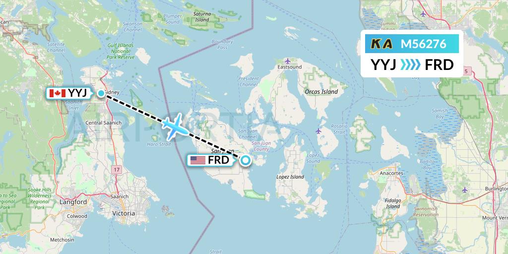 M56276 Kenmore Air Flight Map: Victoria to Friday Harbor