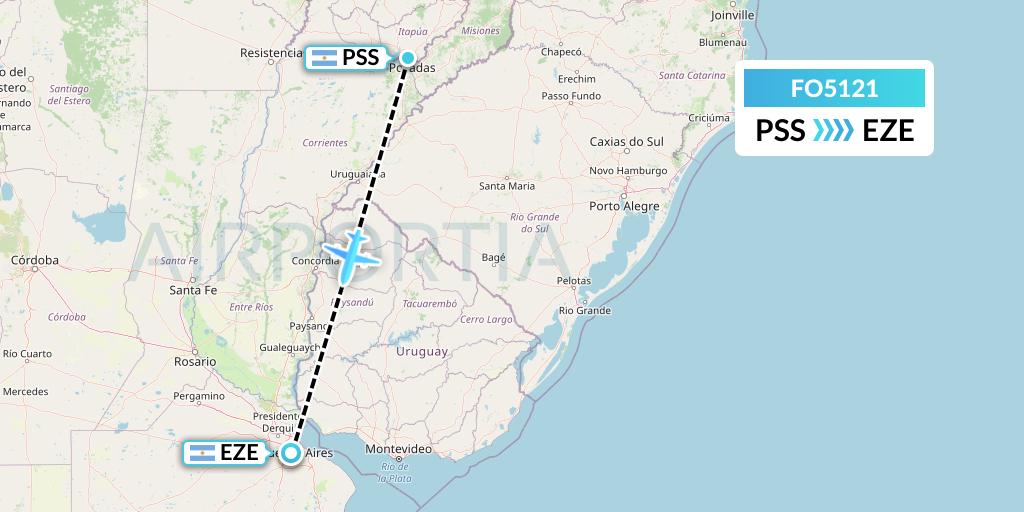 FO5121 Aero Flightops Uk Limited Flight Map: Posadas to Buenos Aires