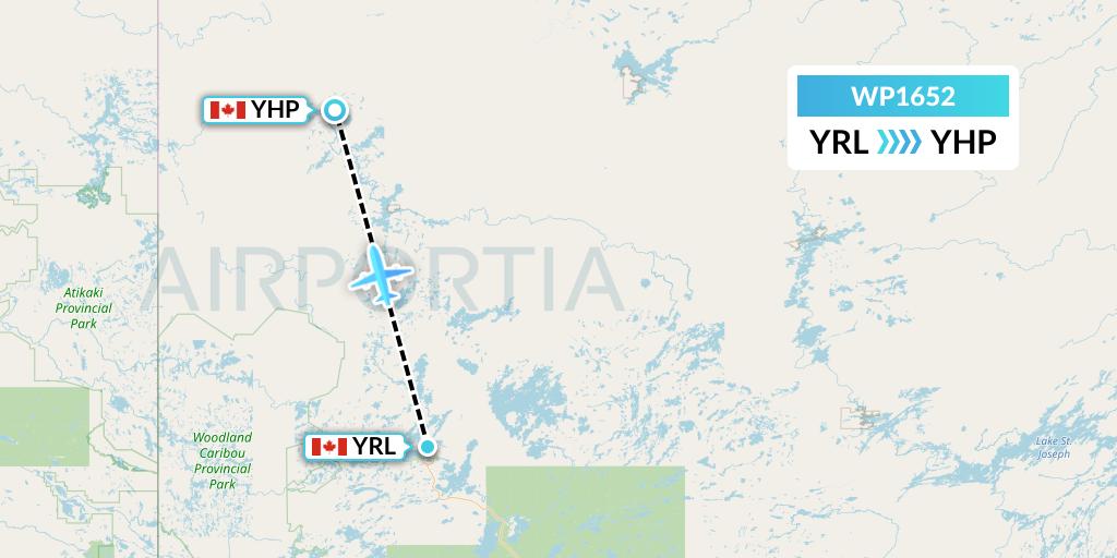 WP1652 Wasaya Airways Lp Flight Map: Red Lake to Poplar Hill