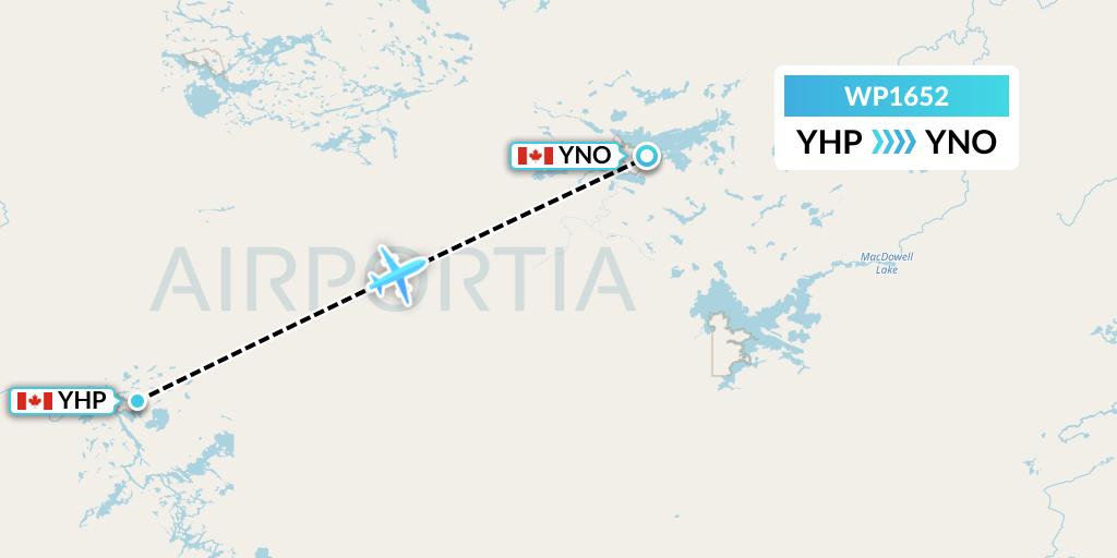 WP1652 Wasaya Airways Lp Flight Map: Poplar Hill to North Spirit Lake
