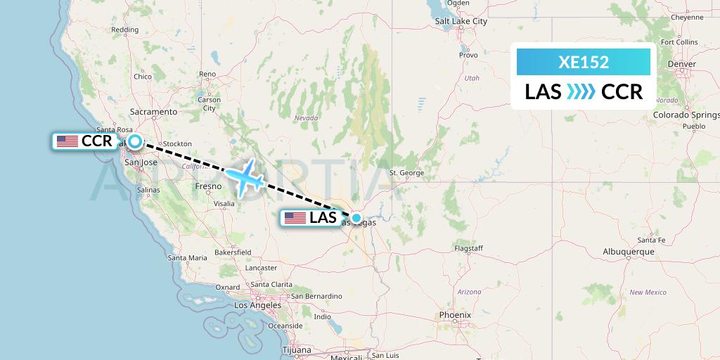 XE152 Jsx Flight Map: Las Vegas to Concord