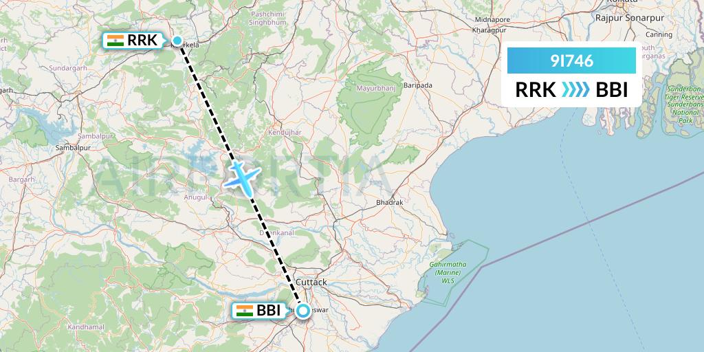 9I746 Air India Regional Flight Map: India to Bhubaneswar